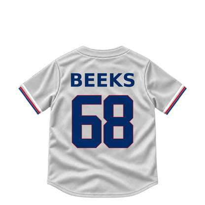 Texas Rangers jersey keychain — Jalen Beeks #68. Exact saved player artwork preview.