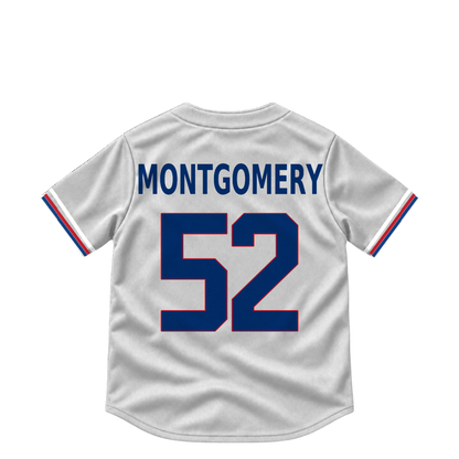 Texas Rangers jersey keychain — Jordan Montgomery #52. Exact saved player artwork preview.
