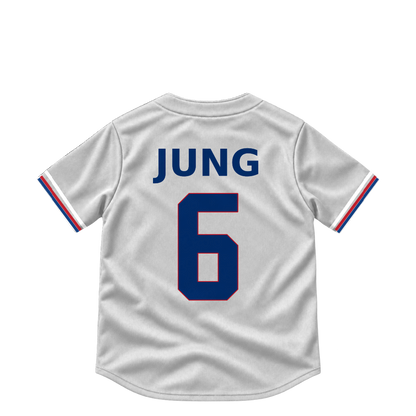 Texas Rangers jersey keychain — Josh Jung #6. Exact saved player artwork preview.