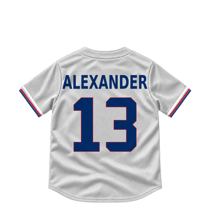 Texas Rangers jersey keychain — Tyler Alexander #13. Exact saved player artwork preview.