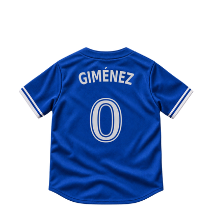 Toronto Blue Jays jersey keychain — Andres Gimenez #0. Exact saved player artwork preview.