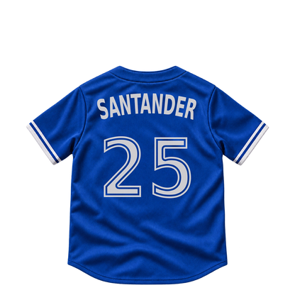 Toronto Blue Jays jersey keychain — Anthony Santander #25. Exact saved player artwork preview.