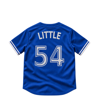 Toronto Blue Jays jersey keychain — Brendon Little #54. Exact saved player artwork preview.