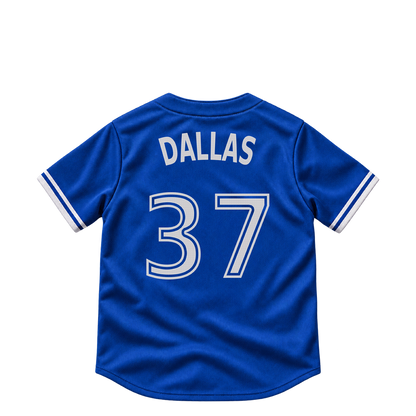 Toronto Blue Jays jersey keychain — Chad Dallas #37. Exact saved player artwork preview.