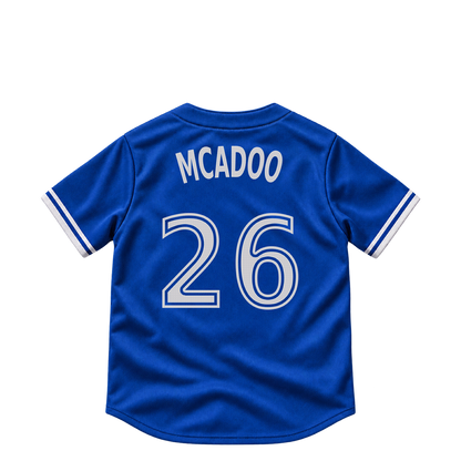 Toronto Blue Jays jersey keychain — Charles McAdoo #26. Exact saved player artwork preview.