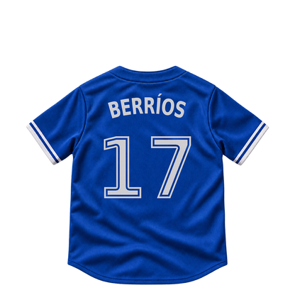 Toronto Blue Jays jersey keychain — José Berríos #17. Exact saved player artwork preview.