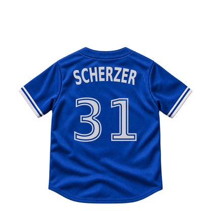 Toronto Blue Jays jersey keychain — Max Scherzer #31. Exact saved player artwork preview.