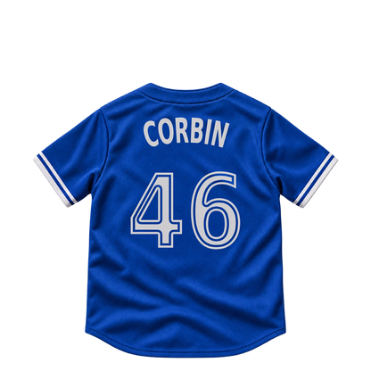 Toronto Blue Jays jersey keychain — Patrick Corbin #46. Exact saved player artwork preview.