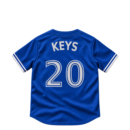 Toronto Blue Jays jersey keychain — Sean Keys #20. Exact saved player artwork preview.