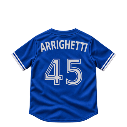 Toronto Blue Jays jersey keychain — Spencer Arrighetti #45. Exact saved player artwork preview.