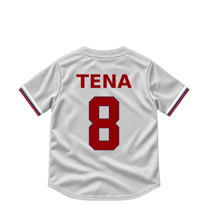 Washington Nationals jersey keychain — Jose Tena #8. Exact saved player artwork preview.