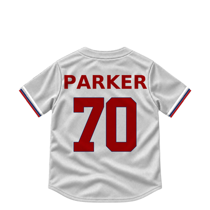 Washington Nationals jersey keychain — Mitchell Parker #70. Exact saved player artwork preview.