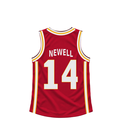 Atlanta Hawks jersey keychain — Asa Newell #14. Exact saved player artwork preview.