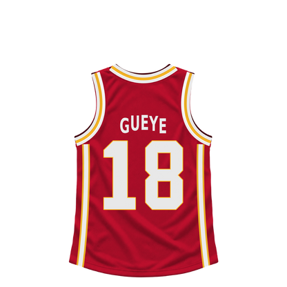 Atlanta Hawks jersey keychain — Mouhamed Gueye #18. Exact saved player artwork preview.