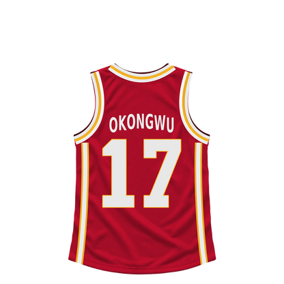 Atlanta Hawks jersey keychain — Onyeka Okongwu #17. Exact saved player artwork preview.