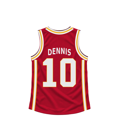 Atlanta Hawks jersey keychain — RayJ Dennis #10. Exact saved player artwork preview.