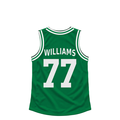 Boston Celtics jersey keychain — Amari Williams #77. Exact saved player artwork preview.