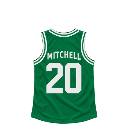 Boston Celtics jersey keychain — Dillon Mitchell #20. Exact saved player artwork preview.