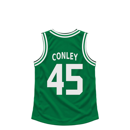 Boston Celtics jersey keychain — Mike Conley #45. Exact saved player artwork preview.