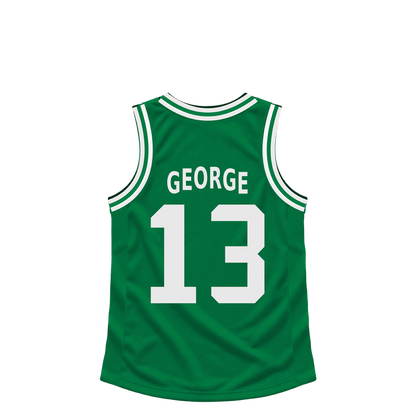 Boston Celtics jersey keychain — Paul George #13. Exact saved player artwork preview.