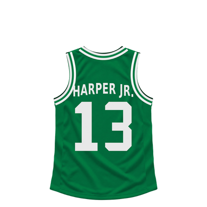 Boston Celtics jersey keychain — Ron Harper Jr. #13. Exact saved player artwork preview.