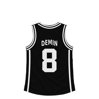 Brooklyn Nets jersey keychain — Egor Demin #8. Exact saved player artwork preview.