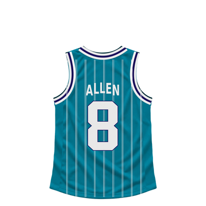 Charlotte Hornets jersey keychain — Grayson Allen #8. Exact saved player artwork preview.
