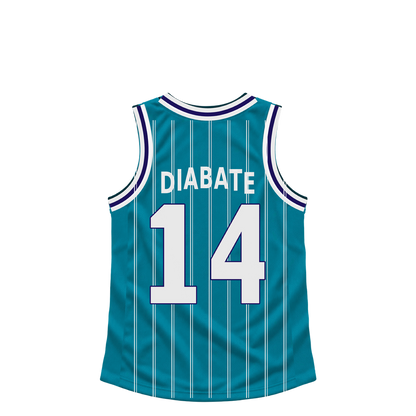 Charlotte Hornets jersey keychain — Moussa Diabate #14. Exact saved player artwork preview.