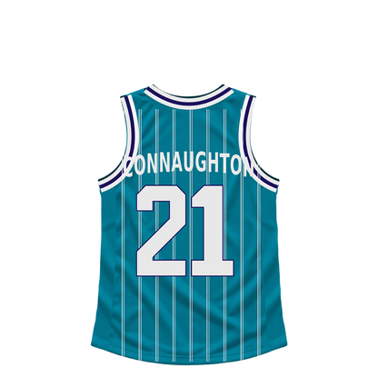 Charlotte Hornets jersey keychain — Pat Connaughton #21 — Earlier design. Exact saved player artwork preview.