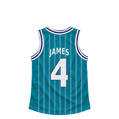 Charlotte Hornets jersey keychain — Sion James #4. Exact saved player artwork preview.