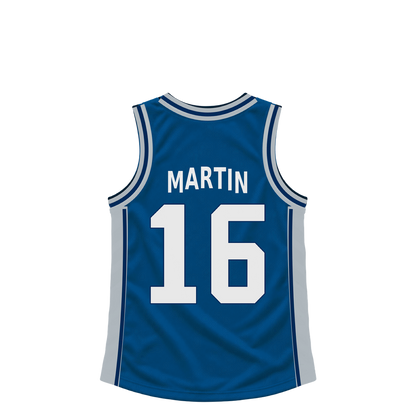 Dallas Mavericks jersey keychain — Caleb Martin #16. Exact saved player artwork preview.