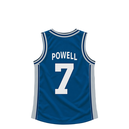 Dallas Mavericks jersey keychain — Dwight Powell #7. Exact saved player artwork preview.