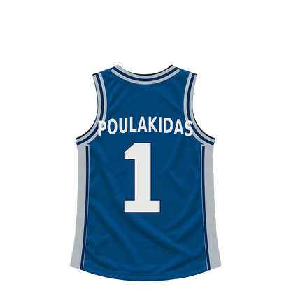 Dallas Mavericks jersey keychain — John Poulakidas #1. Exact saved player artwork preview.