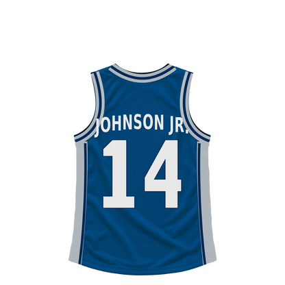 Dallas Mavericks jersey keychain — Morez Johnson Jr. #14. Exact saved player artwork preview.