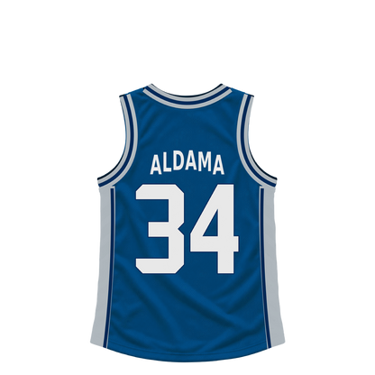 Dallas Mavericks jersey keychain — Santi Aldama #34. Exact saved player artwork preview.