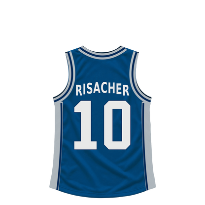 Dallas Mavericks jersey keychain — Zaccharie Risacher #10. Exact saved player artwork preview.