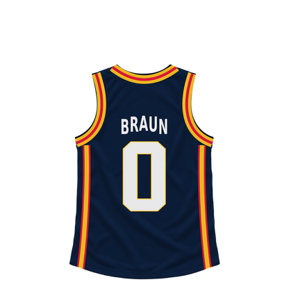Denver Nuggets jersey keychain — Christian Braun #0. Exact saved player artwork preview.