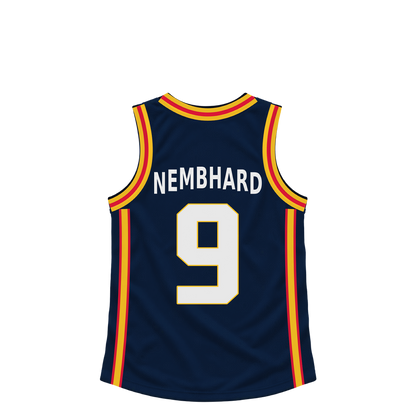 Denver Nuggets jersey keychain — Ryan Nembhard #9. Exact saved player artwork preview.