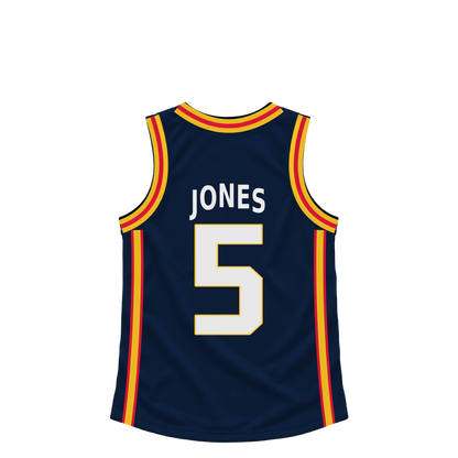 Denver Nuggets jersey keychain — Tyus Jones #5. Exact saved player artwork preview.