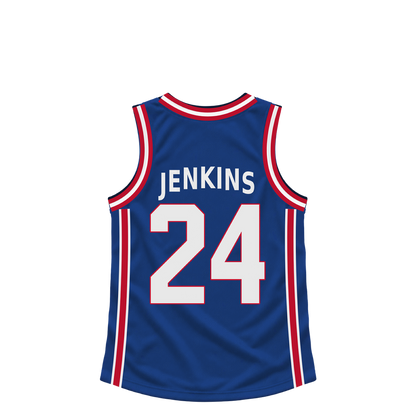 Detroit Pistons jersey keychain — Daniss Jenkins #24. Exact saved player artwork preview.