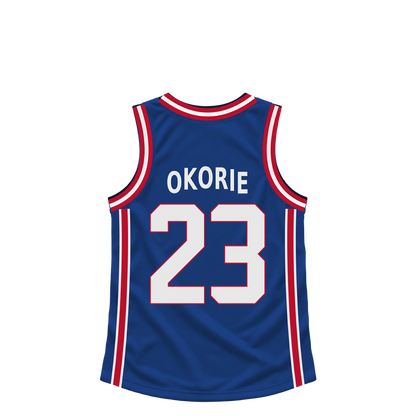 Detroit Pistons jersey keychain — Ebuka Okorie #23. Exact saved player artwork preview.