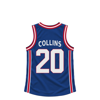 Detroit Pistons jersey keychain — John Collins #20. Exact saved player artwork preview.