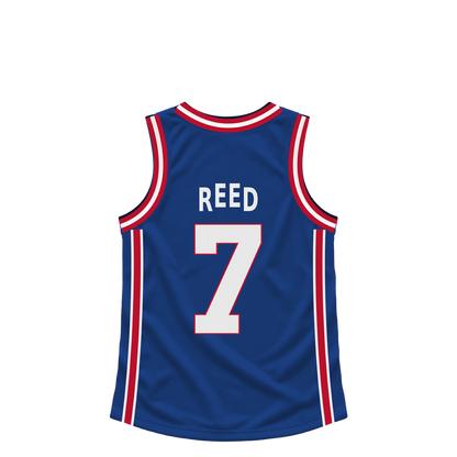 Detroit Pistons jersey keychain — Paul Reed #7. Exact saved player artwork preview.