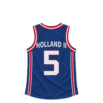 Detroit Pistons jersey keychain — Ronald Holland II #5. Exact saved player artwork preview.