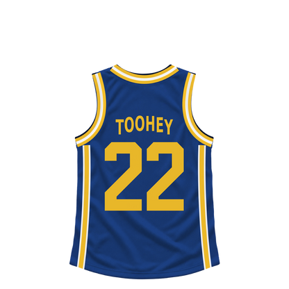 Golden State Warriors jersey keychain — Alex Toohey #22. Exact saved player artwork preview.