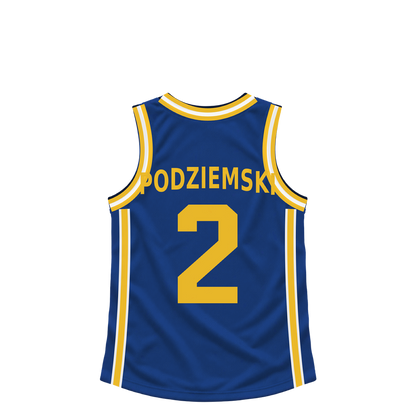Golden State Warriors jersey keychain — Brandin Podziemski #2. Exact saved player artwork preview.