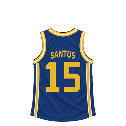 Golden State Warriors jersey keychain — Gui Santos #15. Exact saved player artwork preview.