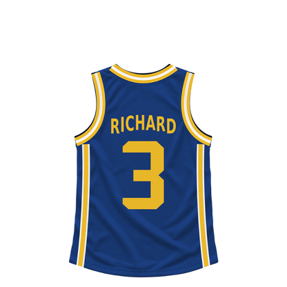 Golden State Warriors jersey keychain — Will Richard #3. Exact saved player artwork preview.