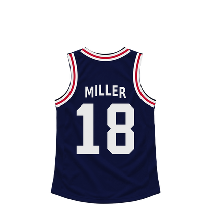 La Clippers jersey keychain — Baba Miller #18. Exact saved player artwork preview.