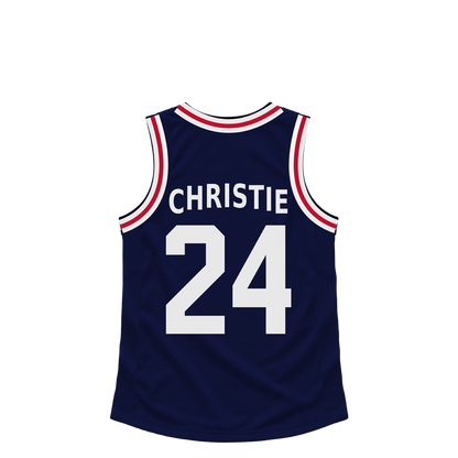La Clippers jersey keychain — Cam Christie #24 — Earlier design. Exact saved player artwork preview.